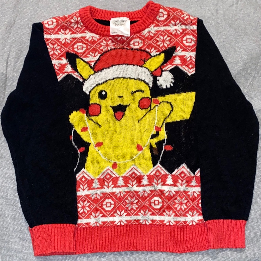 Jumping Beans Pikachu Festive Sweater - Red, Black, Yellow